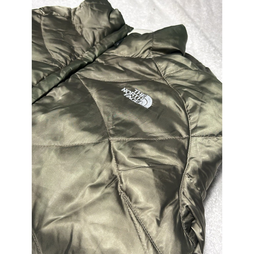 The North Face ALIS 550 Goose Down Jacket Womens M Olive Green Y2K Puffer